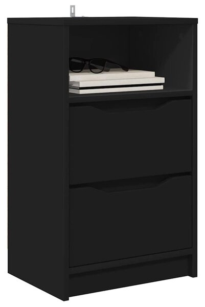 VidaXL Éjjeliszekrények fiókkal 2 pcs Fekete 40 x 30 x 467 cm Faanyag