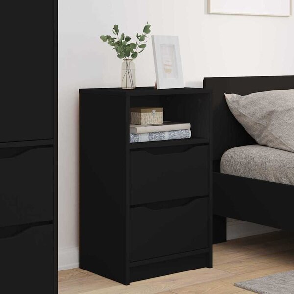 VidaXL Éjjeliszekrények fiókkal 2 pcs Fekete 40 x 30 x 467 cm Faanyag