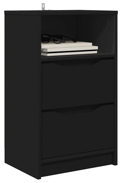 VidaXL Éjjeliszekrények fiókkal 2 pcs Fekete 40 x 30 x 467 cm Faanyag