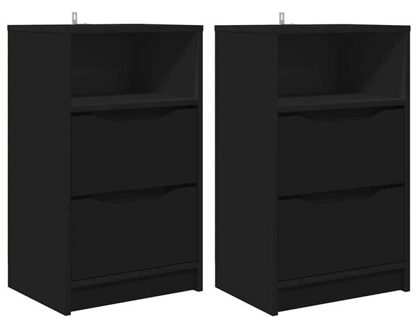 VidaXL Éjjeliszekrények fiókkal 2 pcs Fekete 40 x 30 x 467 cm Faanyag