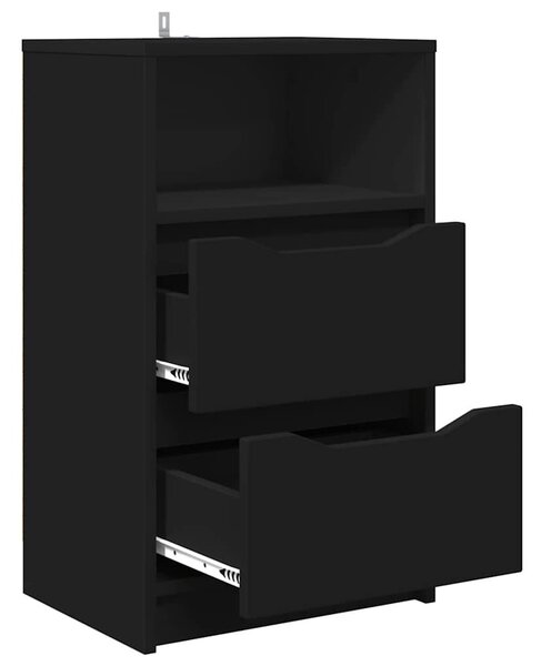 VidaXL Éjjeliszekrények fiókkal 2 pcs Fekete 40 x 30 x 467 cm Faanyag