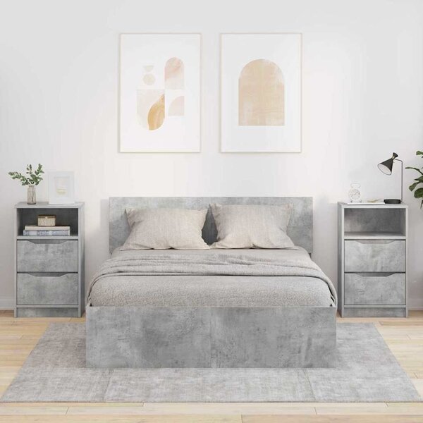 VidaXL Éjjeliszekrények 2 pcs Beton Szürke 40 x 30 x 467 cm Faanyag