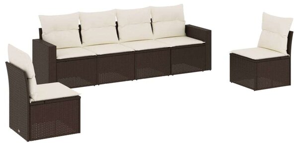 VidaXL Polyrattan Kerti Ülőgarnitúra - 6 részes - Barna