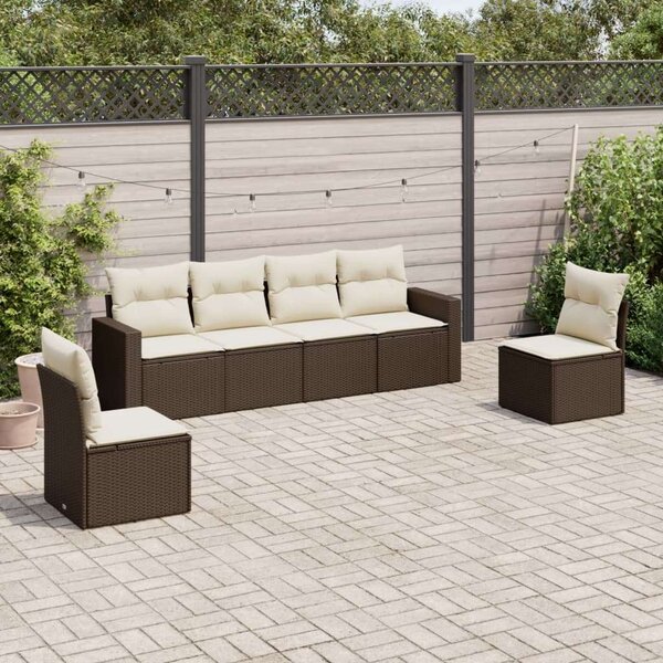 VidaXL Polyrattan Kerti Ülőgarnitúra - 6 részes - Barna