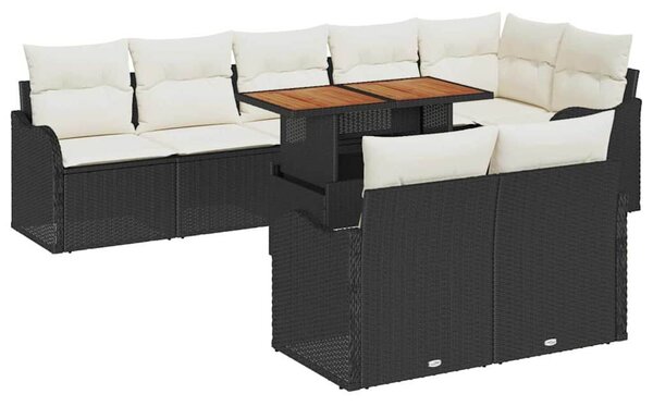 VidaXL Kerti Kanapé Szett párnával 9 pcs Fekete és krémszínű
