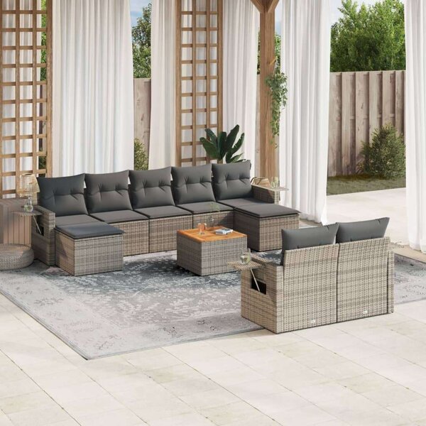 VidaXL Polyrattan Kerti Ülőgarnitúra - 10 részes - Szürke