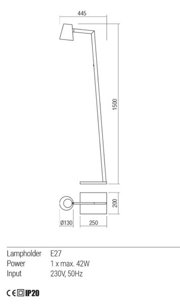 MINGO Modern állólámpa fehér/fehér, 150cm