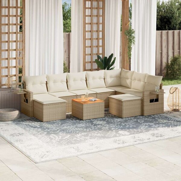 VidaXL Polyrattan Kerti Ülőgarnitúra - 10 részes - Bézs