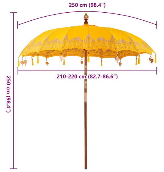 Balinéz Napernyő Sárga (210-220) x 260 cm Pamut és tömör fa