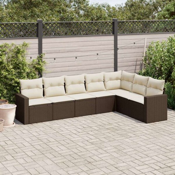 VidaXL Polyrattan Kerti Ülőgarnitúra - 7 részes - Barna