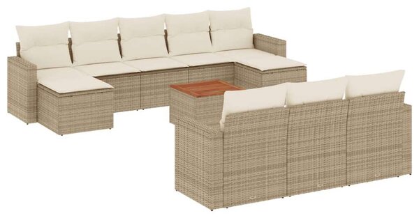VidaXL 11 részes bézs polyrattan kerti ülőgarnitúra párnákkal