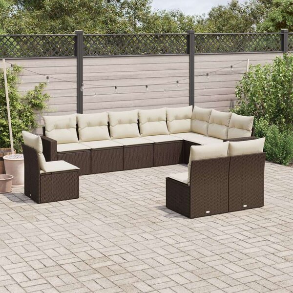 VidaXL Polyrattan Kerti Ülőgarnitúra - 10 Részes - Barna