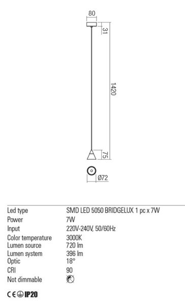 KONO LED függőlámpa, rose-gold, rose-gold, 7cm