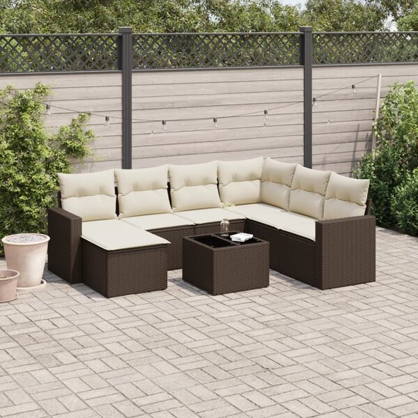 VidaXL 8 részes barna polyrattan kerti ülőgarnitúra párnákkal