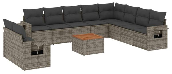 Polyrattan Kerti Ülőgarnitúra - 11 részes - Szürke