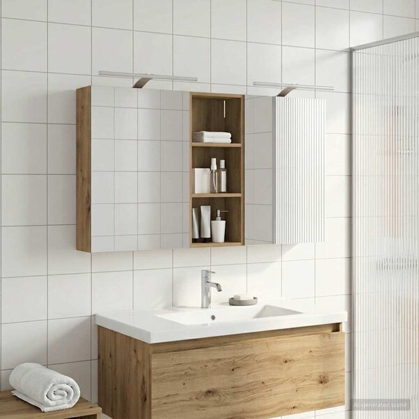 Fürdőszobai Szekrény Szett 3 pcs 130 x 14,5 x 70 cm Faanyag