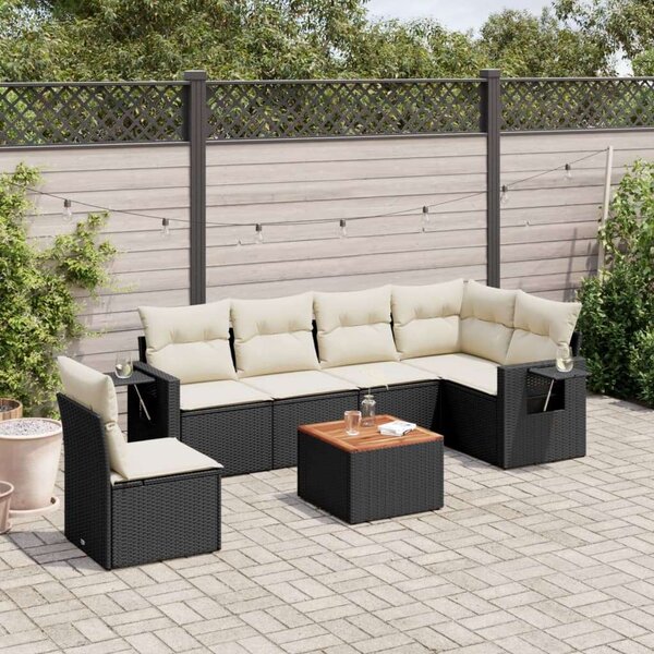 VidaXL Polyrattan Kerti Ülőgarnitúra - 7 részes - Fekete