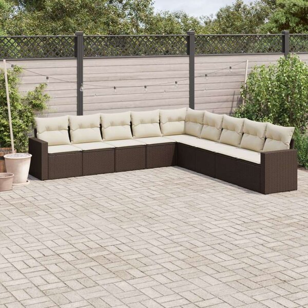 VidaXL Polyrattan Kerti Ülőgarnitúra - 9 részes - Barna