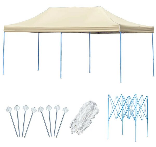 Összecsukható kerti pavilon 3x6 m bézs