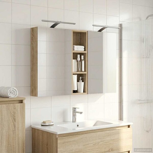 Fürdőszobai Szekrény Szett 3 pcs 100 x 10,5 x 60,5 cm Faanyag