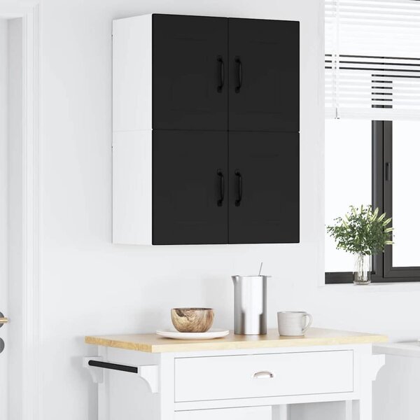 VidaXL Konyhaszekrény polcokkal 2 pcs Fekete 60 x 31 x 40 cm Faanyag