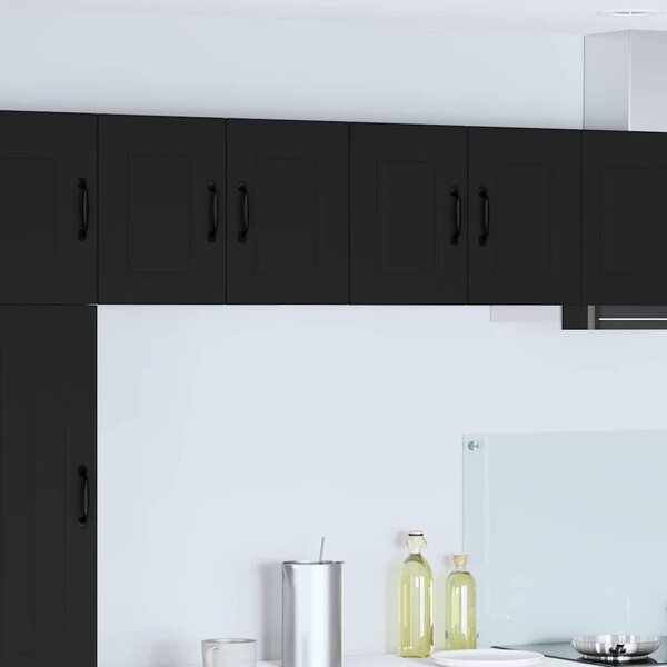 VidaXL Konyhaszekrény polcokkal 2 pcs Fekete 60 x 31 x 40 cm Faanyag