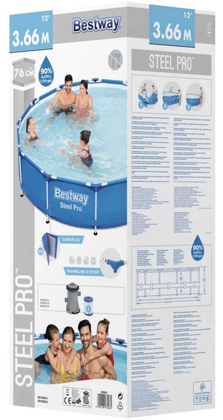 Bestway fémvázas medence, 366x76 cm, 6500 liter, szűrőszivattyúval