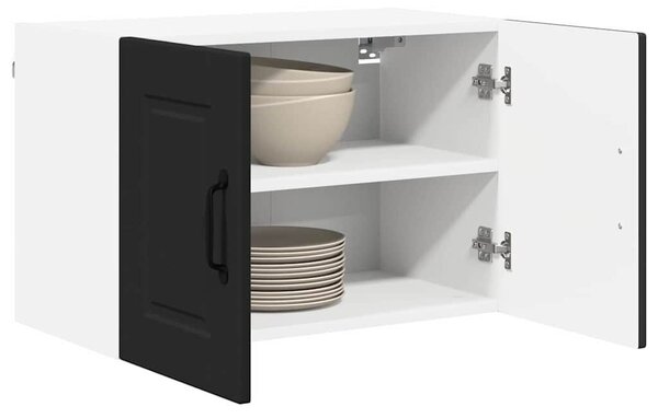 VidaXL Konyhaszekrény polcokkal 2 pcs Fekete 60 x 31 x 40 cm Faanyag