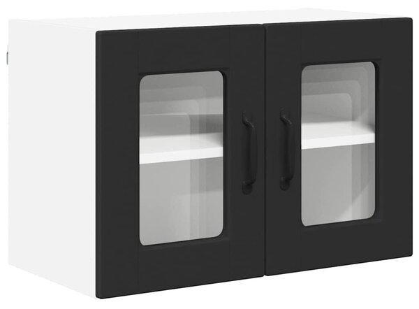 VidaXL Fali üveges szekrény PORTO 2 pcs Fekete 60 x 31 x 40 cm Faanyag