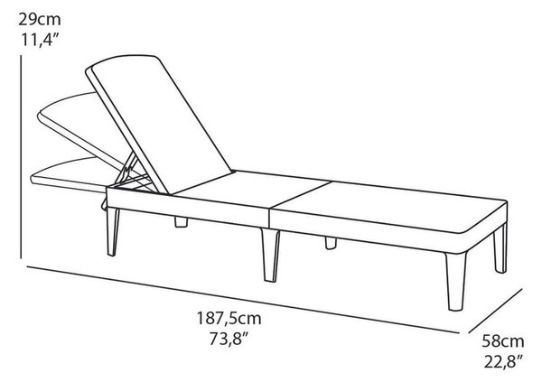 Keter ALLIBERT JAIPUR exkluzív polyrattan kerti nyugágy - barna - 188 cm (8711245144894)