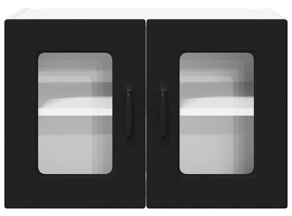 VidaXL Fali üveges szekrény PORTO 2 pcs Fekete 60 x 31 x 40 cm Faanyag