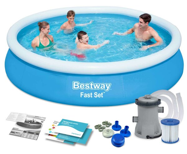 Bestway Rodos 76x366cm Felfújható medence vízforgatóval és szűrővel - kék