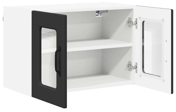 VidaXL Fali üveges szekrény PORTO 2 pcs Fekete 60 x 31 x 40 cm Faanyag