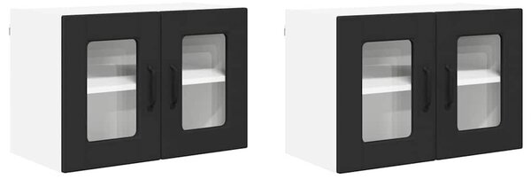 VidaXL Fali üveges szekrény PORTO 2 pcs Fekete 60 x 31 x 40 cm Faanyag