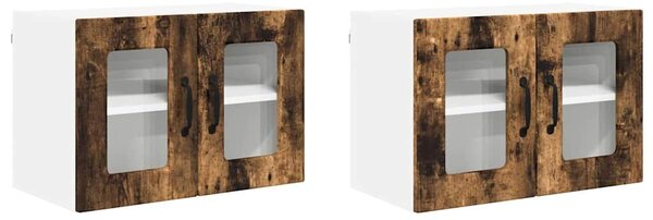 VidaXL Fali üveges szekrény PORTO 2 pcs Füstölt tölgy 60 x 31 x 40 cm