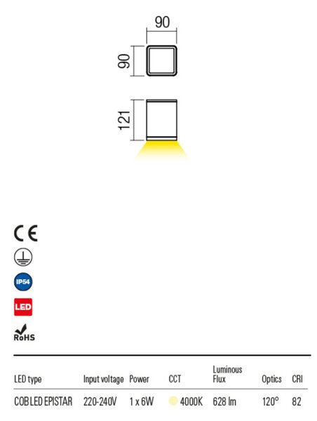 BOTA kültéri LED mennyezeti lámpa sötétbarna IP54 6W/4000K