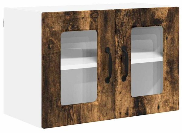 VidaXL Fali üveges szekrény PORTO 2 pcs Füstölt tölgy 60 x 31 x 40 cm