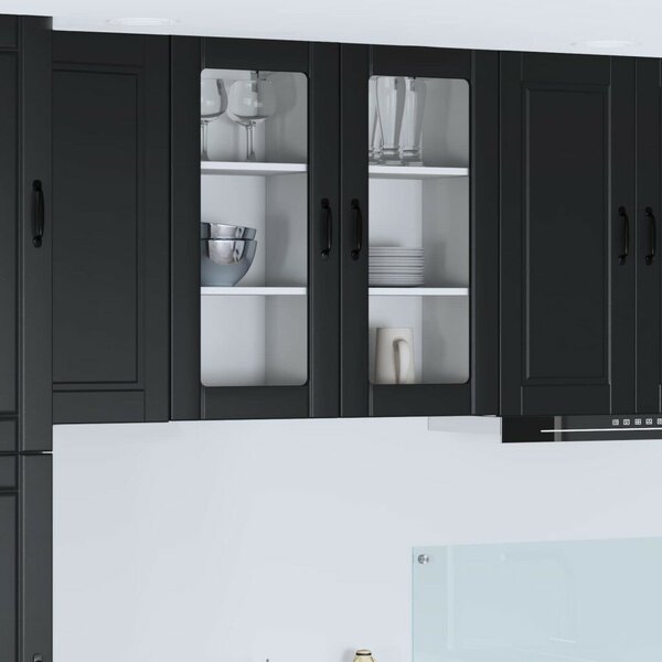 VidaXL Konyhaszekrény polcokkal 2 pcs Fekete 40 x 31 x 80 cm Faanyag