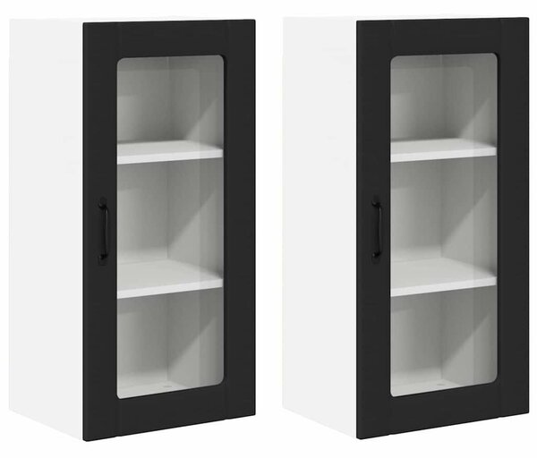 VidaXL Konyhaszekrény polcokkal 2 pcs Fekete 40 x 31 x 80 cm Faanyag