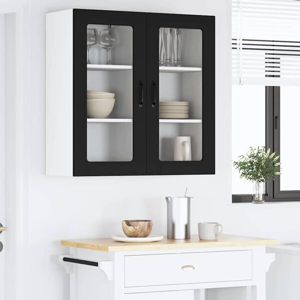 VidaXL Konyhaszekrény polcokkal 2 pcs Fekete 40 x 31 x 80 cm Faanyag