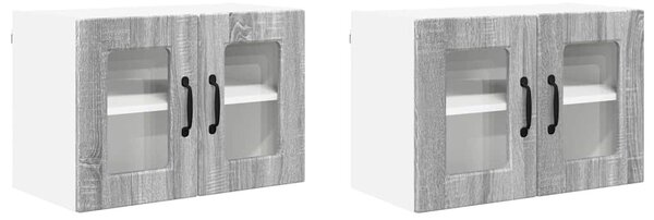 VidaXL Fali üveges szekrény PORTO 2 pcs Szürke Sonoma 60 x 31 x 40 cm