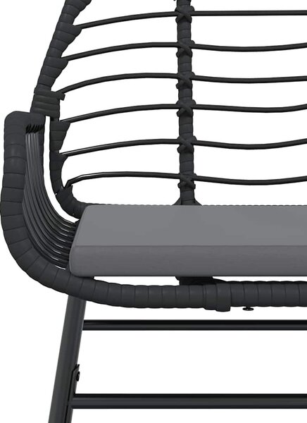 VidaXL 5 részes fekete polyrattan üveg kerti étkezőgarnitúra párnákkal