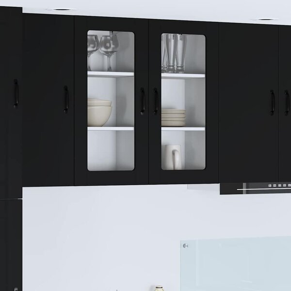 VidaXL Konyhaszekrény polcokkal 2 pcs Fekete 40 x 31 x 80 cm Faanyag