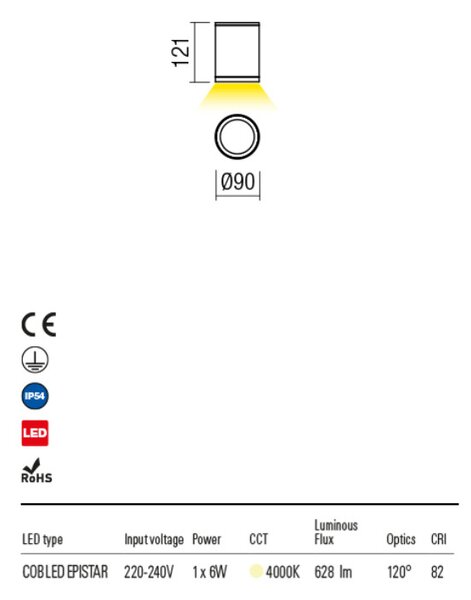 RONDO kültéri LED mennyezeti lámpa sötétbarna IP54 6W/4000K