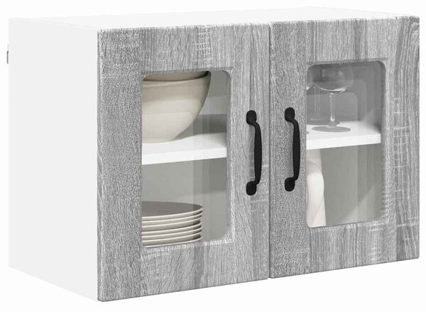 VidaXL Fali üveges szekrény PORTO 2 pcs Szürke Sonoma 60 x 31 x 40 cm