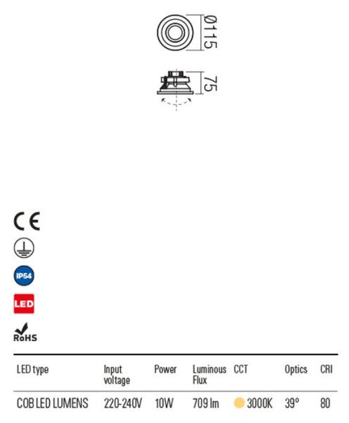 XIXI kültéri LED sűlyesztett lámpa matt fekete IP65 10W/3000K