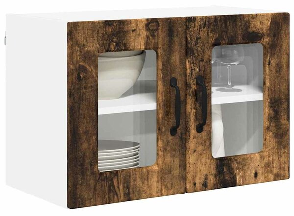 VidaXL Fali üveges szekrény PORTO 2 pcs Füstölt tölgy 60 x 31 x 40 cm