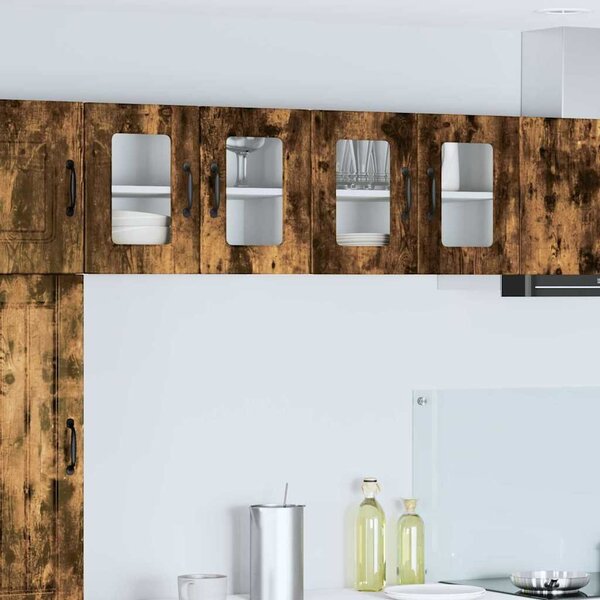 VidaXL Fali üveges szekrény PORTO 2 pcs Füstölt tölgy 60 x 31 x 40 cm