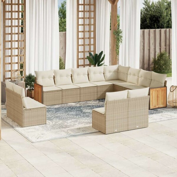 VidaXL Polyrattan Kerti Ülőgarnitúra - 12 részes - Bézs