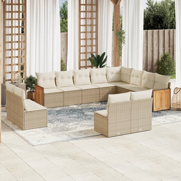 VidaXL Polyrattan Kerti Ülőgarnitúra - 12 részes - Bézs